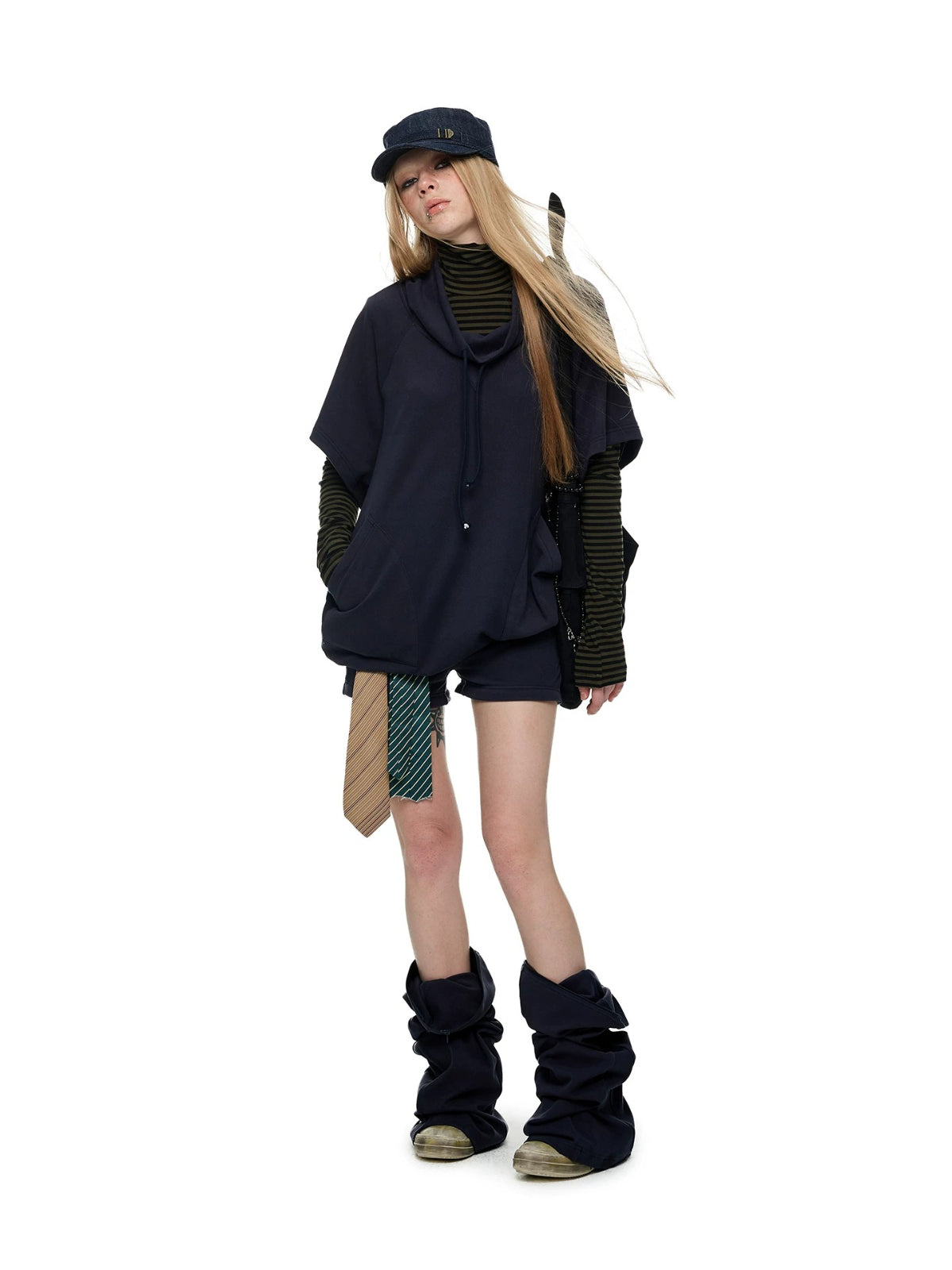 Striped Turtleneck Hoodie Set