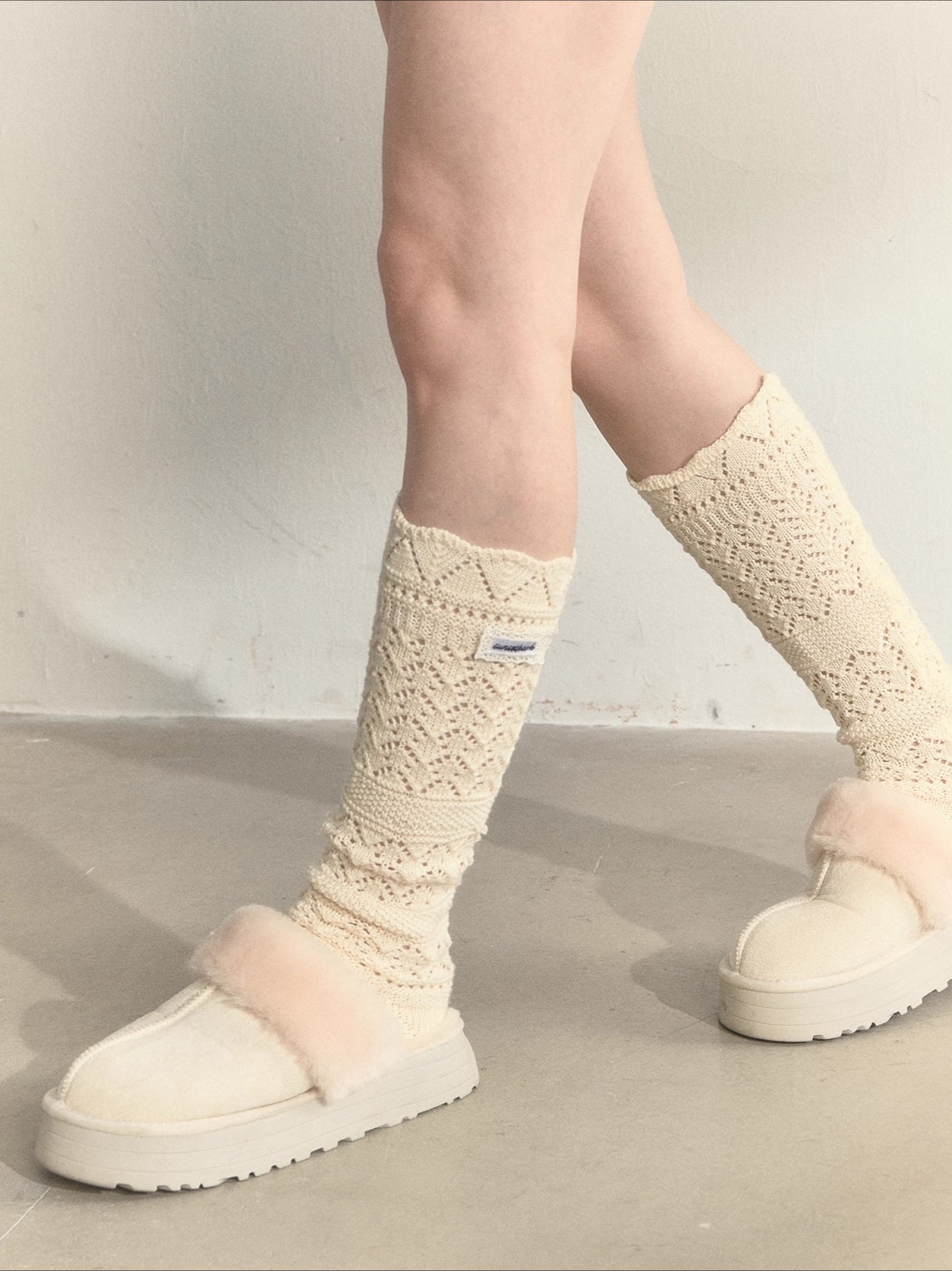 Wool Blend Crochet Mid-Calf Socks