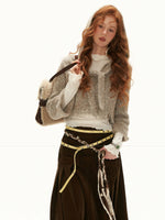 Textured Hooded Flare Sleeve Sweater