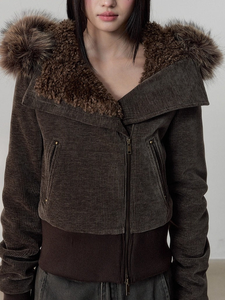 Chenille Fur Hooded Jacket
