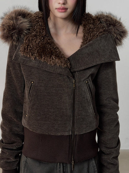 Chenille Fur Hooded Jacket