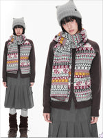 Contrast Folk Print Cardigan Set