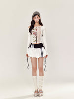 Lace Floral Off-Shoulder T-shirt & Skirt Set