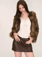 Asymmetric Collar Faux Fur Jacket