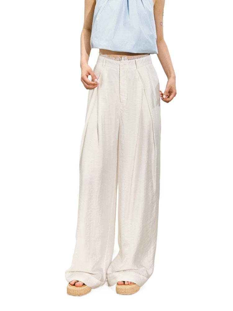 Suit Pleated Wide-Leg Pants