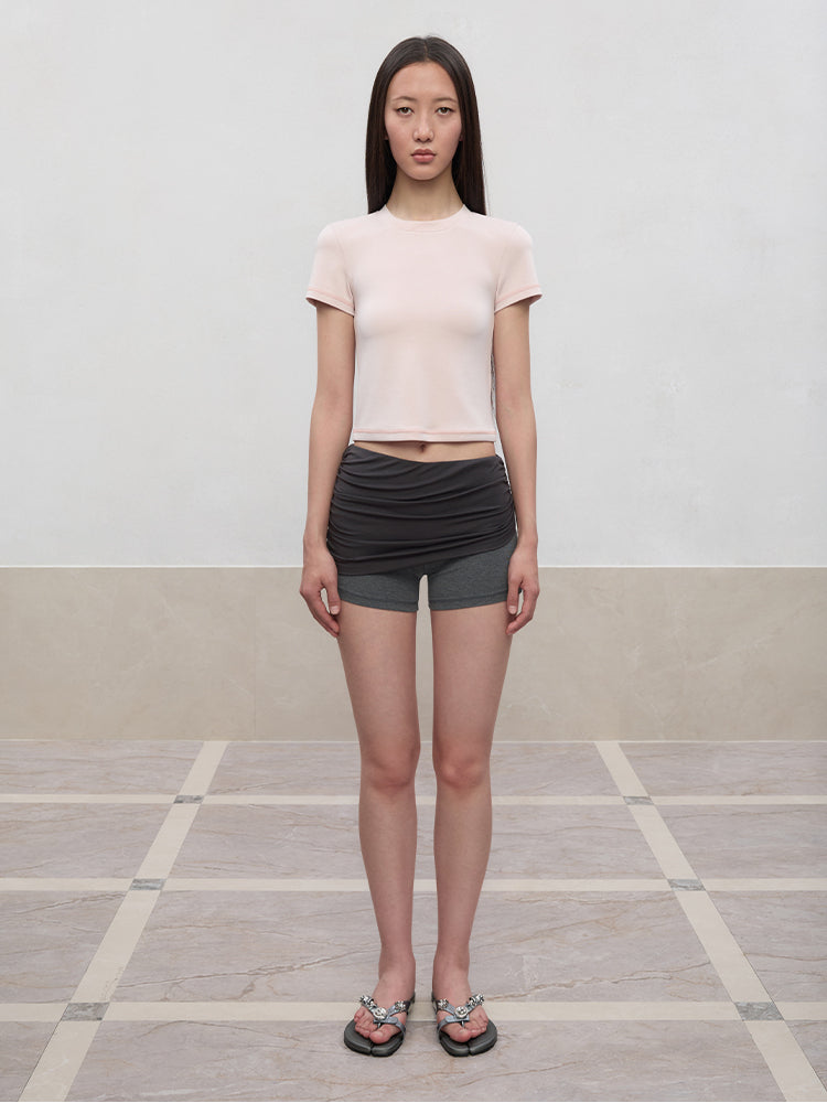 Regular-Shoulder Round Neck Short-Sleeve T-Shirt