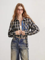 Frayed Plaid Shirt Jacket