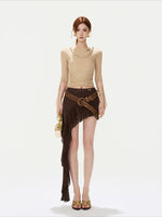 Asymmetric Ruffle Mini Skirt