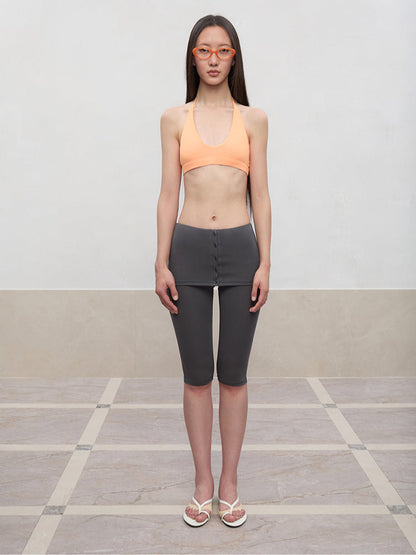 Layered Color Blocking U-Neck Halter Vest