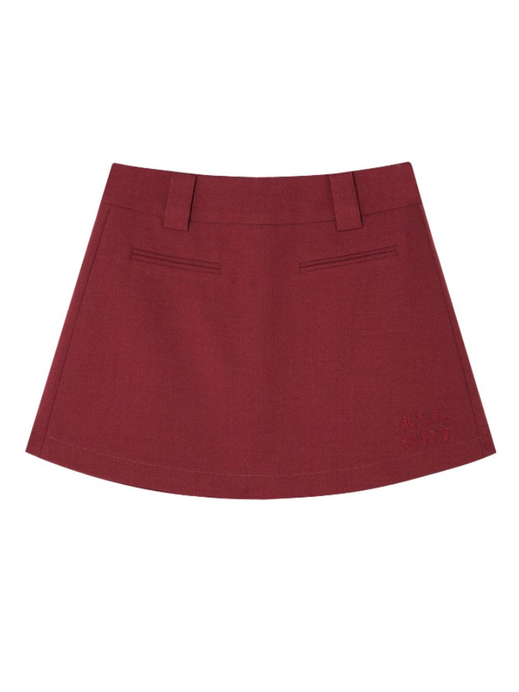 Anti-exposure Applique Pocket Suit Skort