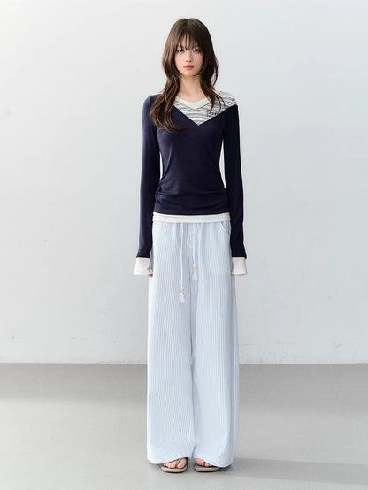V-neck Layered Slim Tee