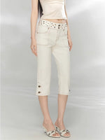 Studded Cropped Denim Pants