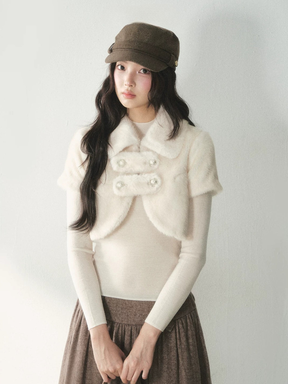 Double-Breasted Faux Fur Jacket