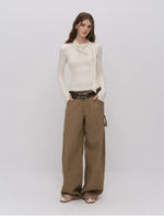 Asymmetric Draped Wool Blend Top