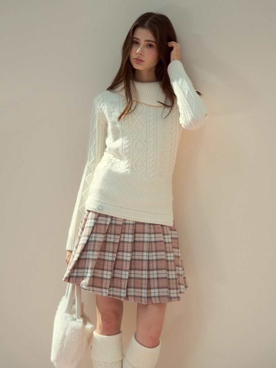 Cable-Knit Mock-Neck Sweater