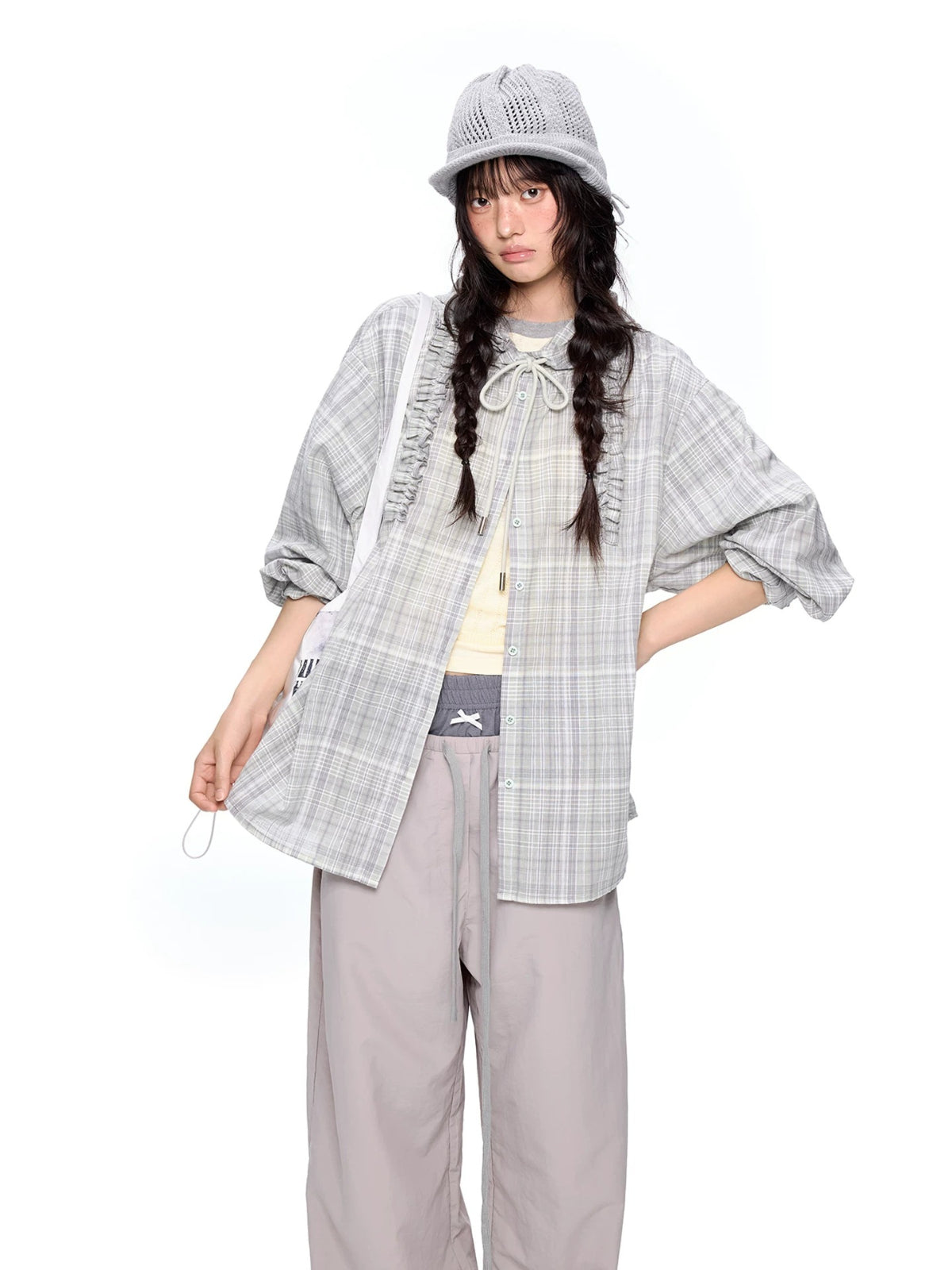Vintage Plaid Hooded Oversized Shirt