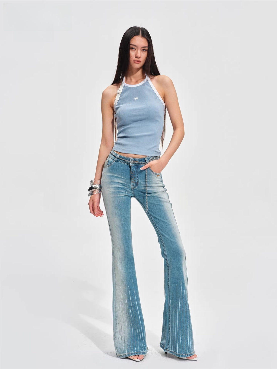 Mid-Rise Stretch Flared Jeans