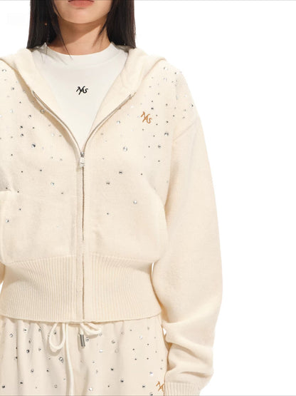 Starry Gradient Crystal Knit Cardigan