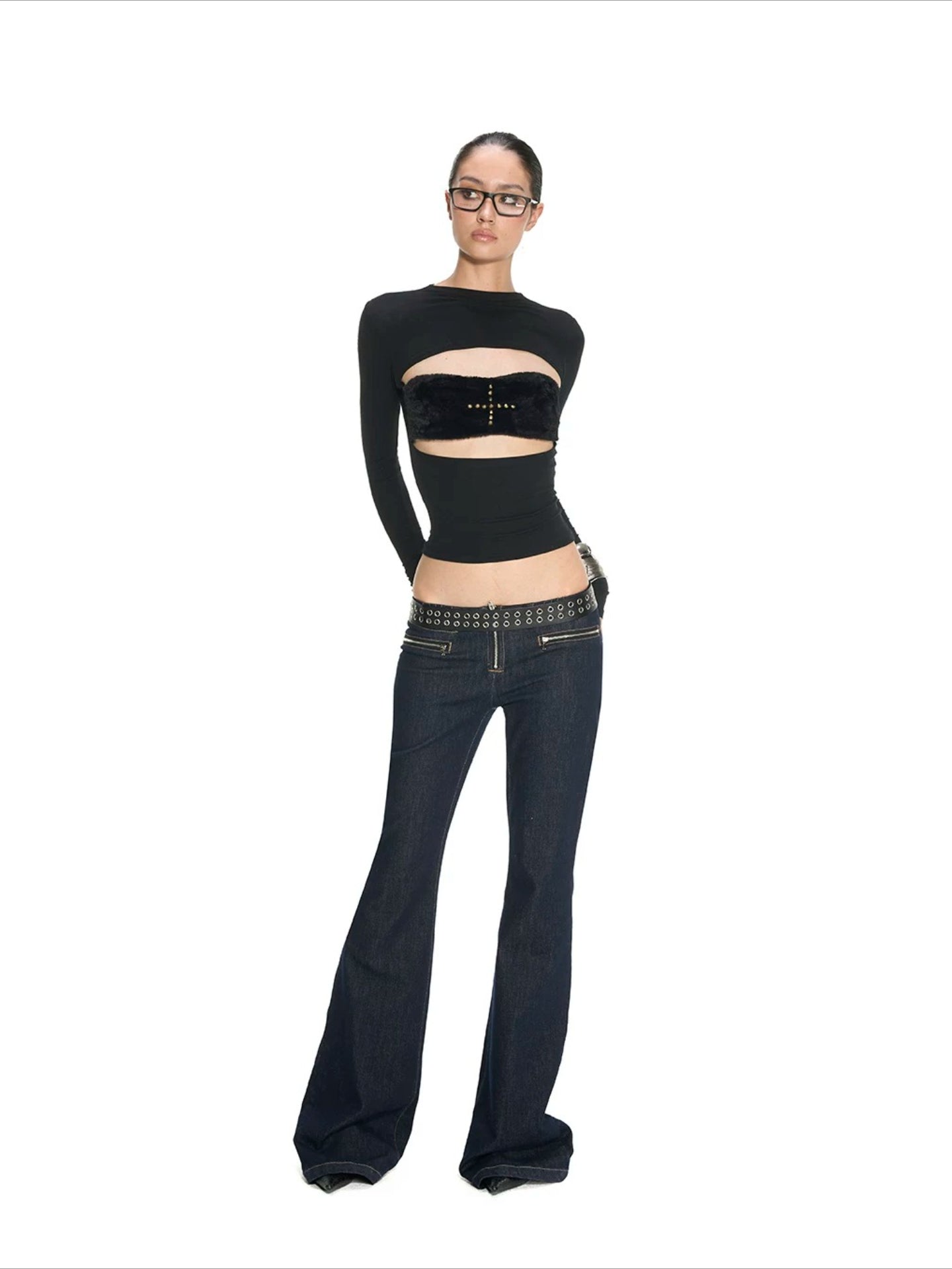 Cross Patchwork Knit Top