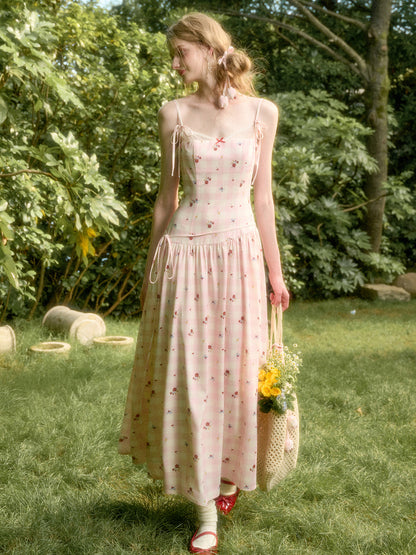 Pink Check Hand-Painted Print Dress