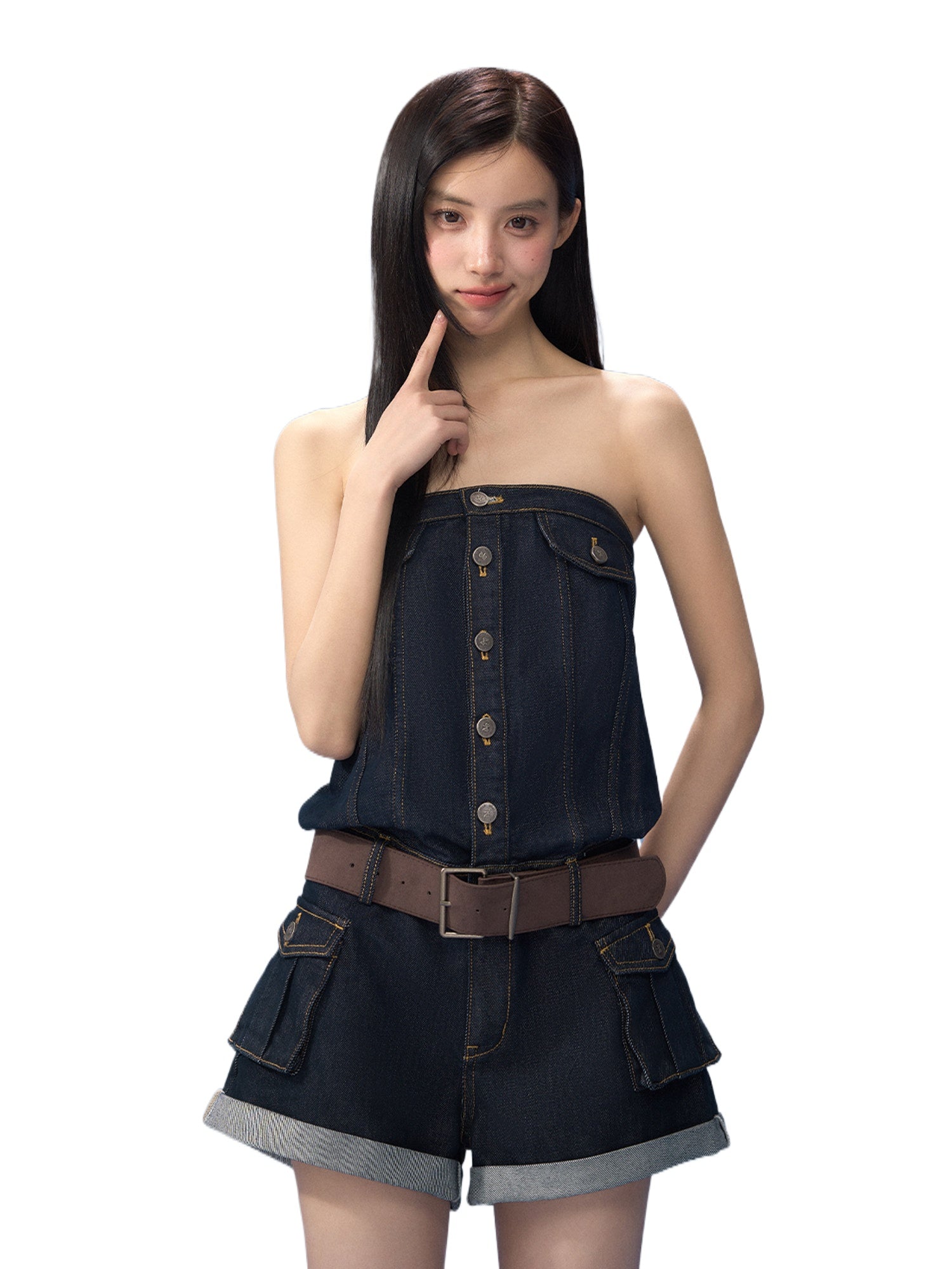 Vintage Denim Strapless Jumpsuit