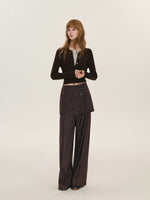 Contrast Layered Wool Blend Cardigan