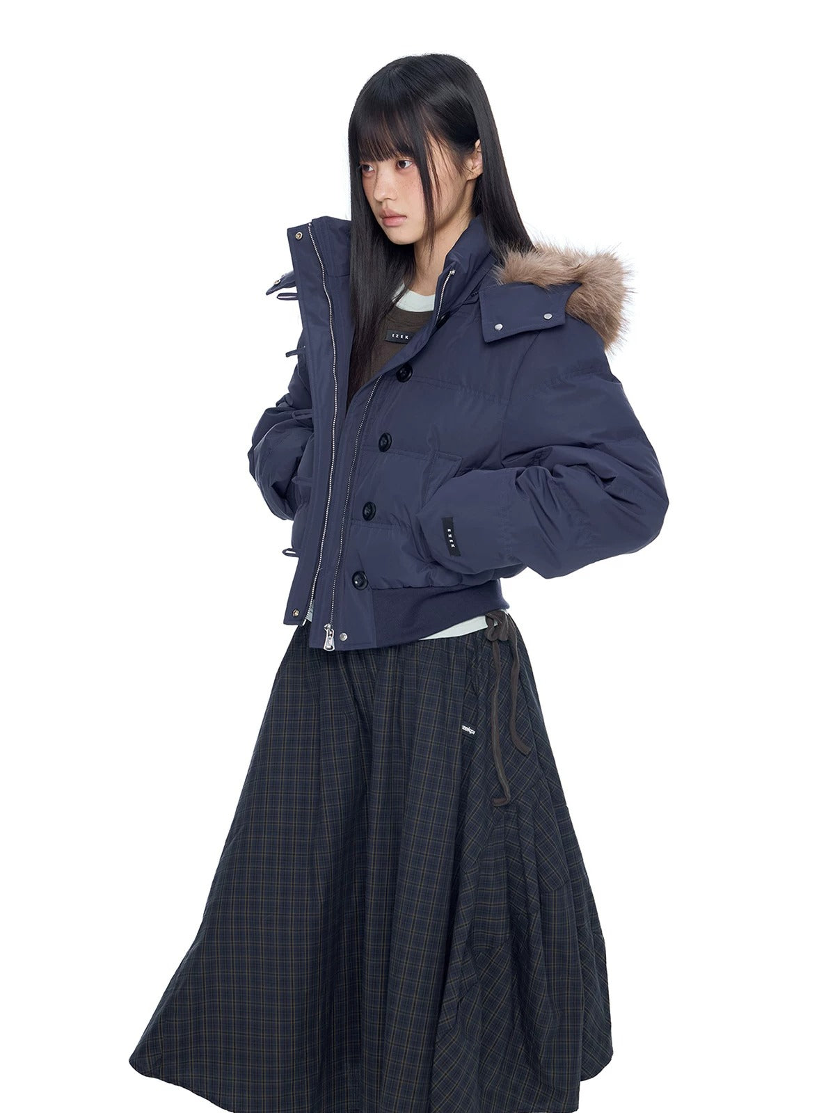 Fur Collar Hooded Cropped Down
