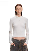 Ribbed Wool Hooded Knit Top