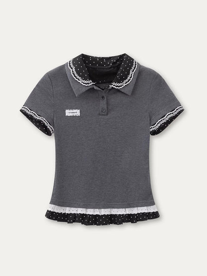 Vintage Layered Polo Knit Tee