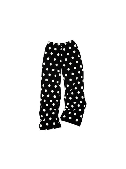 Polka Dot Contrast Knit Cardigan &amp; Lounge Pants Set