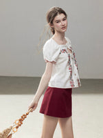 Rose Lace Puff Sleeve Top