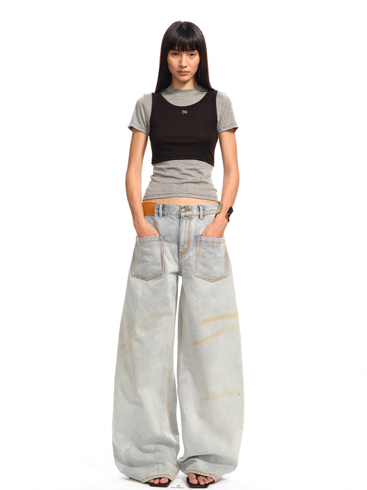 Color-Block Splicing Two-in-One T-shirt
