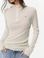 Pure Wool Half-Zip Hooded Sweater