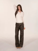Paneled Faux Leather Wide-Leg Pants