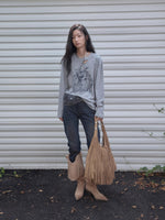 Suede Fringe Stud Tote