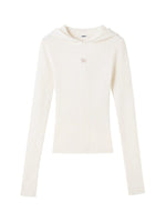 Ribbed Wool Hooded Knit Top