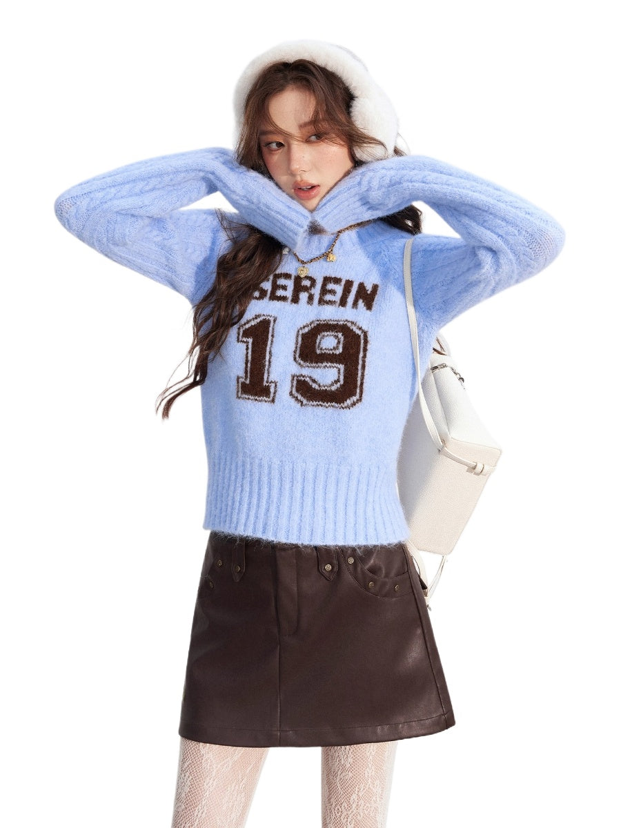 Colorblock Cable Knit Wool Sweater