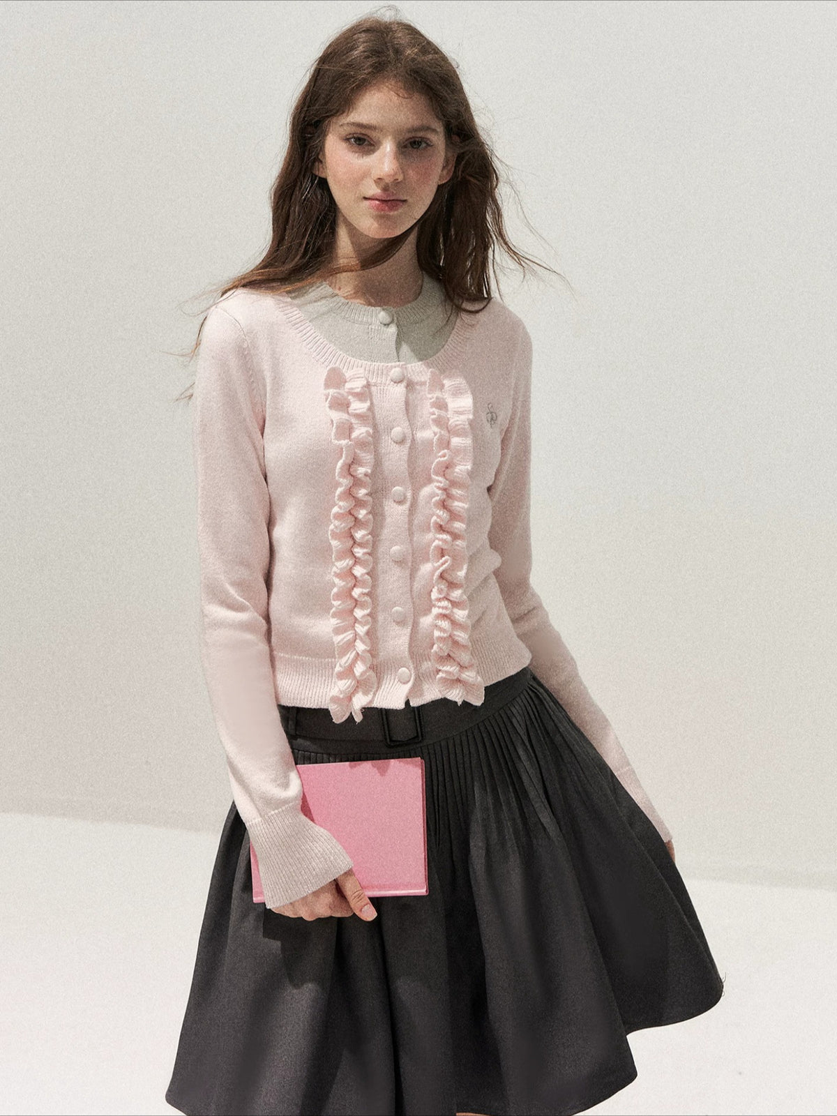 Ruffle Trim Vintage Knit Sweater