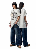 Oversize Floral Alphabet Printed T-shirt