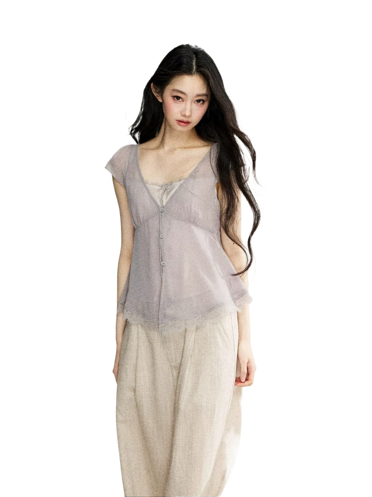 Lace Layered V-Neck Top