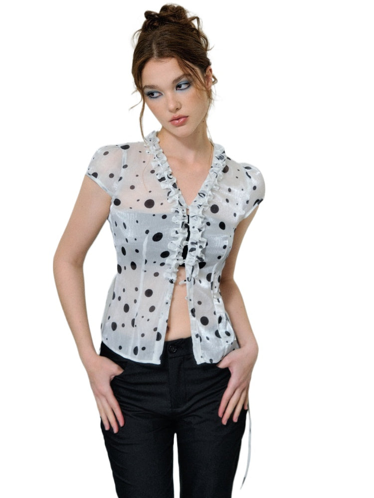 Polka Dot Chiffon Blouse