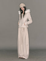 Fur-Trimmed Hooded Panelled Down Jacket
