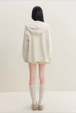 Beige Hoodie Knit Three-Piece Set