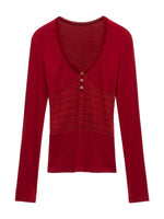 Openwork Patchwork Long Sleeve Top