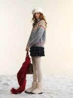 Fair Isle Jacquard Crewneck Knit Sweater