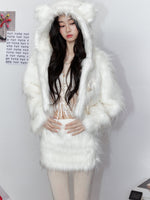 White Hooded Fur Coat