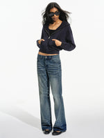 Vintage Whiskered Low Rise Jeans