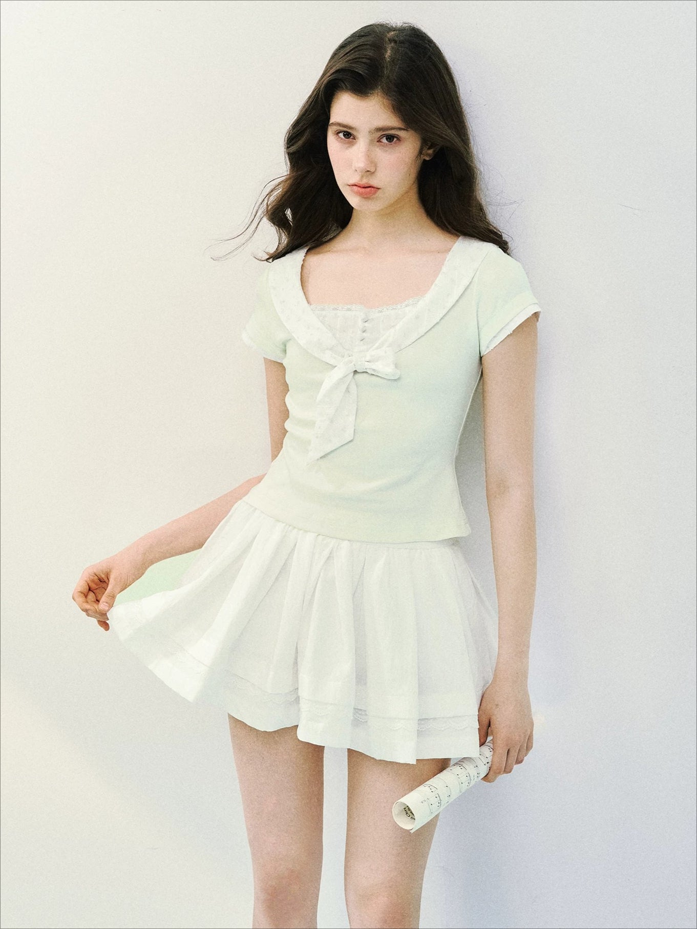 Green &amp; Blue Bowtie Ruffle Tee