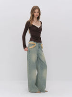 Vintage Washed Wide Leg Jeans