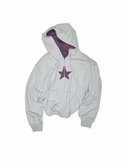 Oversized Star Panel Balloon Hem Hoodie